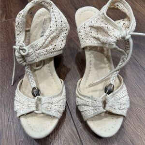 Call It Spring Women's Cream Lace-Up Sandals